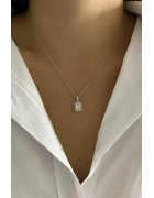 Mozanit Taşlı Baget Kesim Kolye