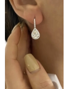 Mozanit Taşlı Damla Kesim Küpe