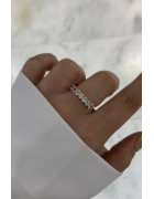 Mozanit Taşlı Oval Kesim Yeditaşlı Yüzük