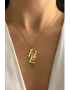 Nazar Boncuklu İkili Harf Kolye