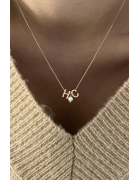 Ortası İncili Harf Kolye