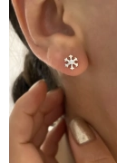 Ortası Taşlı Kar Tanesi Küpe