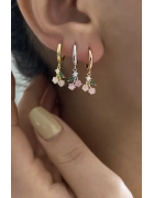 Pembe Kuvars Taşlı Kiraz Küpe