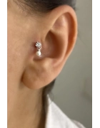 Sallantılı İncili Piercing Küpe