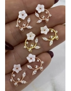 Sedef Taşlı Çiçek Küpe