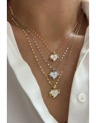 Sedef Taşlı Kalp Kolye