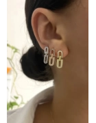 Sedef ve Taş Detaylı Küpe