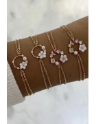 Sedefli Pembe Taşlı  Çiçek Bileklik