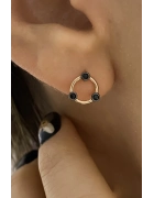 Siyah Taşlı Yuvarlak Küpe