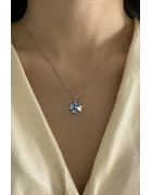 Swarovski Lacivert Taşlı Yonca Kolye