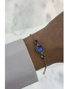 Swarovski Mavi Taşlı Kare Bileklik