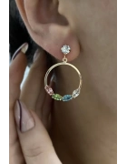 Swarovski Mix Taşlı Daire Form Küpe