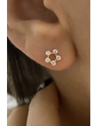 Taşlı Çiçek Küpe