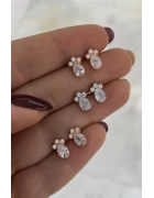 Taşlı Minimal Damla Küpe