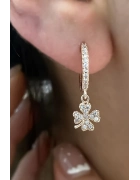 Taşlı Minimal Yonca Küpe