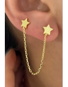 Taşsız Çift Yıldızlı Zincirli Küpe