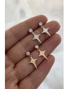 Tek Taş Detaylı Minimal Kutup Yıldızı Küpe