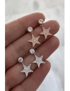 Tek Taş Yıldız Detaylı Küpe