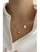 Top Ve Plaka Detaylı Kolye