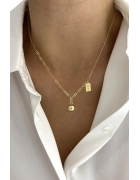 Top Ve Plaka Detaylı Kolye