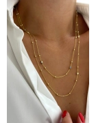 Toplu Ve Göz Mineli Uzun Kolye