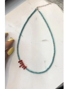 Turkuaz Mercan Detaylı Kolye