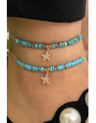 Turkuaz Taşlı Denizyıldızı Detaylı Halhal