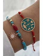 Turkuaz Taşlı Güneş Detaylı Bileklik