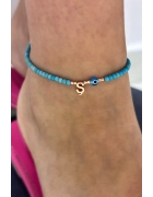 Turkuaz Taşlı Harfli Halhal