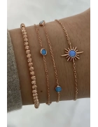 Turkuaz Taşlı İkili Bileklik