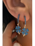 Turkuaz Taşlı Yonca Küpe