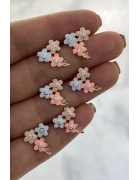 Üçlü Mineli Çiçek Küpe