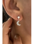 Yıldız Ve Ay Detaylı Küpe