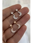 Yıldız Ve Ay Detaylı Küpe