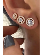 Yuvarlak Taşlı Tektaş Küpe