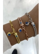 Zincir ve Örgü Detaylı Göz Bileklik