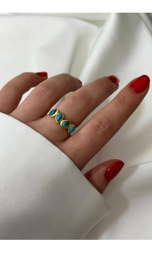 4 Taş Firuze Yüzük