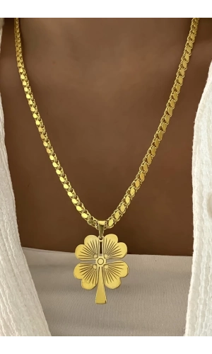 60 cm Köstek Zincirli Yonca Kolye