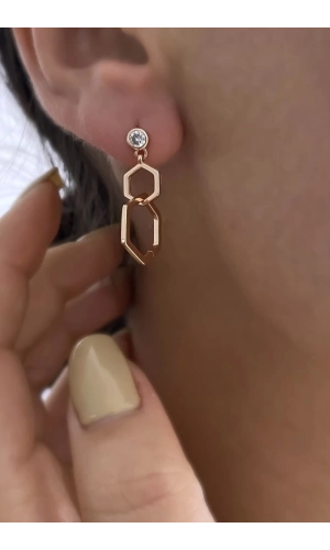 Altıgen Sallantılı Küpe