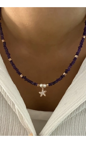 Ametist Deniz Yıldızı Kolye