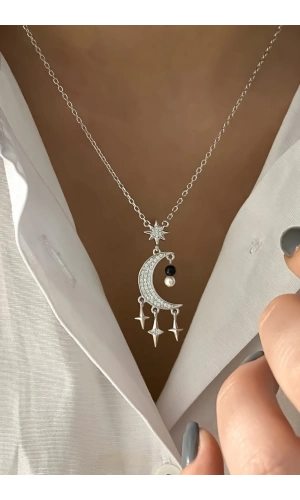 Ay Ve Kutup Yıldızı Kolye