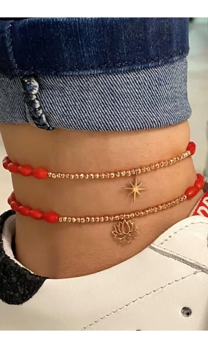 Badem Mercan Taşlı Halhal