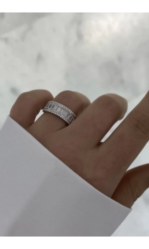 Baget Kesim Mozanit Taşlı Yarım Tur Yüzük