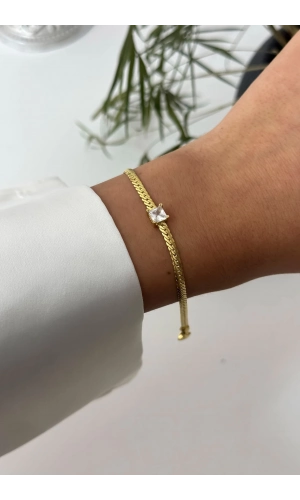 Baget Taşlı Balık Sırtı Bileklik