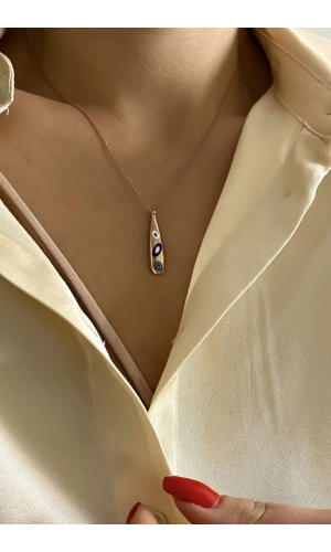 Büyük Boy Oval Mineli Kolye