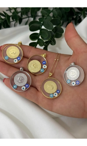 Cam Çerçeveli Çeyrek Kolye