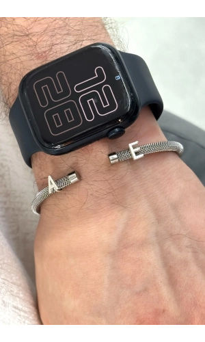 Çelik Bileklik Gümüş Harfli