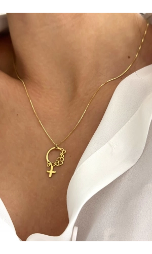 Çiçek Desenli Kadın Kolyesi