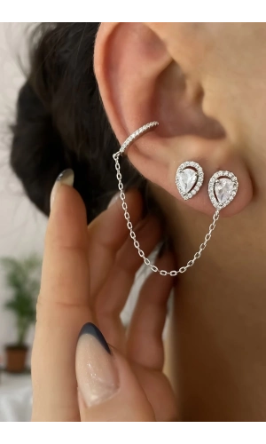 Damla Taşlı Kendinden Earcufflı