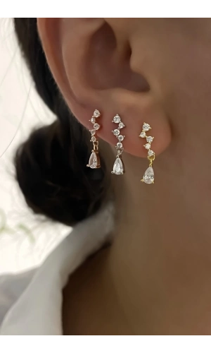 Damla Taşlı Minimal Küpe